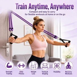 2026 Upgrade Pedal Resistance Band with Handles, Adjustable 4-Tube Detachable Foot Pedal Resistance Band, Portable Home Gym Equipment for Abs, Arms, Waist, Legs & Full Body Workout, Men Women