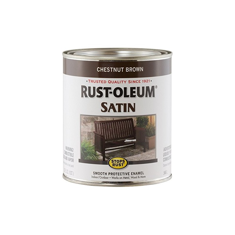 Rust-Oleum 7774502 Stops Rust Brush On Paint, Quart, Satin Chestnut