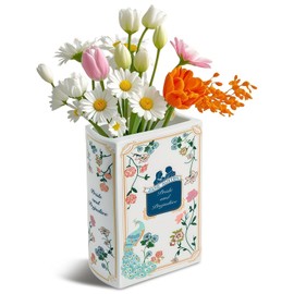 HOMKULA Pride and Prejudice Book Vase for Flowers, Ceramic Book Shaped Vase for Bookshelf or Bookcase Display （Large）