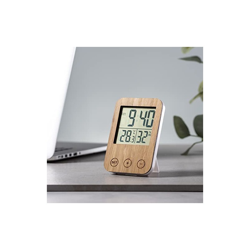 Weather Station Thermometer Hygrometer Bamboo Wood Gift