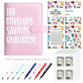 „ÄêFaddish„Äë100 envelope savings books + unlimited writing pencils for easy and fun savings of $5,050, perfect for budget planners:_100-Days Purple