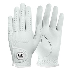 GKandi Womens Golf Gloves with Ball Marker Left Right Hand Handed, All Premium Cabretta Leather Ladies Golf Glove Value 1 Pack TourFit and Durable (White, M,Worn on Left Hand)