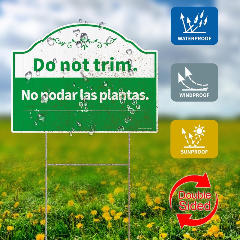 Do Not Trim Sign,Bilingual Plant Sign in English and Spanish,