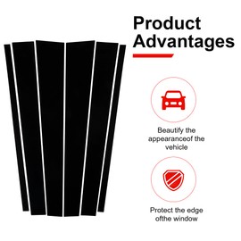 BASIKER Anti Scratch Glossy Black Pillar Posts Window Center Door Molding Trim Cover Set Fit for Ford Expedition 1997 to 2016 Ford F150 6 PCS