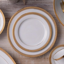 Noritake Crestwood Gold Dinner Plate, 10 1/2", Set of 4 in White
