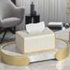 LEASYLIFE Gold Tissue Box Cover,pu Leather Tissue Box Cover Rectangle,Clear