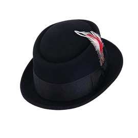Selfway Mens Hats Trilby Hat Pork Pie Hats for Men Classic Textured Pork Pie Hat Outdoor Hat Men's Hats & Caps Mens Summer Hats for Men Beach Hat Trilby Hats for Men-Black-XXL 60 cm
