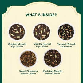 VAHDAM, Assorted Chai Tea Bags Sampler (5 Flavors, 20 Ecofriendly Pyramid Tea bags) I Gift Ideas for Women & Men | Masala Chai Tea Varieties from India | Gluten Free & Non GMO | Gifts for Him/Her