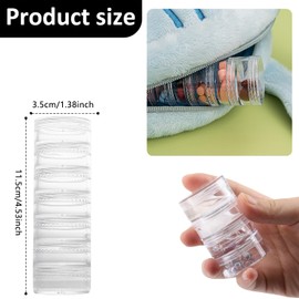 Xinghonyac 5 Set 7 Layer Stackable Round Plastic Containers, Stackable Cosmetic Jars, Pill Box, Clear Plastic Round Storage Jars with Screw Cap Lid for Beads, Buttons, Small Jewelry Findings