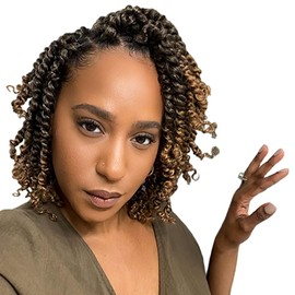 Niseyo 8 Inch Passion Twist Hair Pre-twisted 8 Packs Pre-looped Crochet Passion Twist Crochet Hair Short Braids (8Packs, T27/Ombre Honey Blonde)