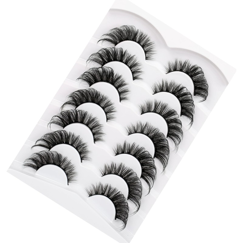 Poolunch False Eyelashes Cat Eye Lashes 8D Volume Wispy Natural