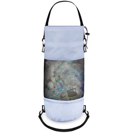 Gersoniel Christmas portable Boat Trash Bags Container Outdoor Medium Hoop Mesh Trash Bags Reusable Garbage Container Cabin Storage for Men Women Adults Kayak Camper Fishing(Grey,Classic Style)