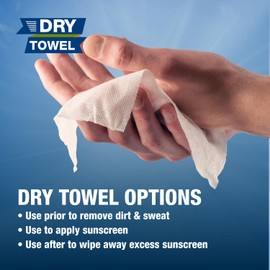 CoreTex Sun X 30+ Broad Spectrum Sunscreen Packets & Dry Towels Duo Kit - Pack of 25 Paraben, Oxybenzone, Octinoxate, & Oil Free Sunscreen - No White Cast and Water Resistant Up to 80 Minutes