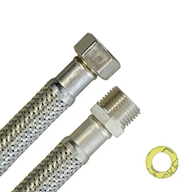 H2O-Flex® Reinforced hose 1/2 inch nut x 1/2 inch male thread, flexible hose DN13 for sanitary with drinking water approval, 30 cm - 2 m