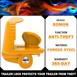 ROMON Yellow Trailer Hitch Locks with Keys, Universal Size Fit 1-7/8", 2", and 2-5/16" Coupler, Adjustable Heavy Duty Steel Trailer Tongue Lock for Boat, Trailers and RV, Anti-Theft Hitches, 1 Pack