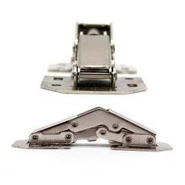 DOJA Barcelona Cabinet Hinges, Pack of 8 Screw-On Hinges, 104 x 44 mm, 90° Opening Angle, Door Hinge Inside, Nickel-Plated Hinges, Cupboard Door Corner Stop, Cabinet Door