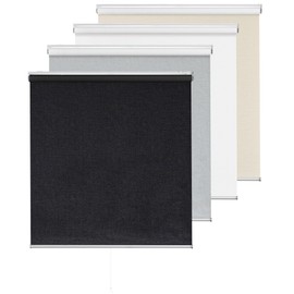 ChrisDowa Blackout Roller Shade Cordless Blinds for Indoor Windows Total Black Out Pull Down 34 Inch Blinds with Jacquard Fabric Thermal Insulated UV Protection for Home, Office, Black, 34" W x 72" H