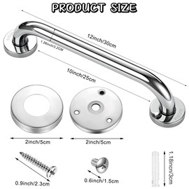 Grab Rail for Seniors Shower Handle Stainless Steel Shower Bathroom Tub Handle 30 cm Length and 32 mm Diameter Grab Rails for Bathtub Toilet Bathroom Kitchen Stairs 1 Piece Holds up to 100 kg