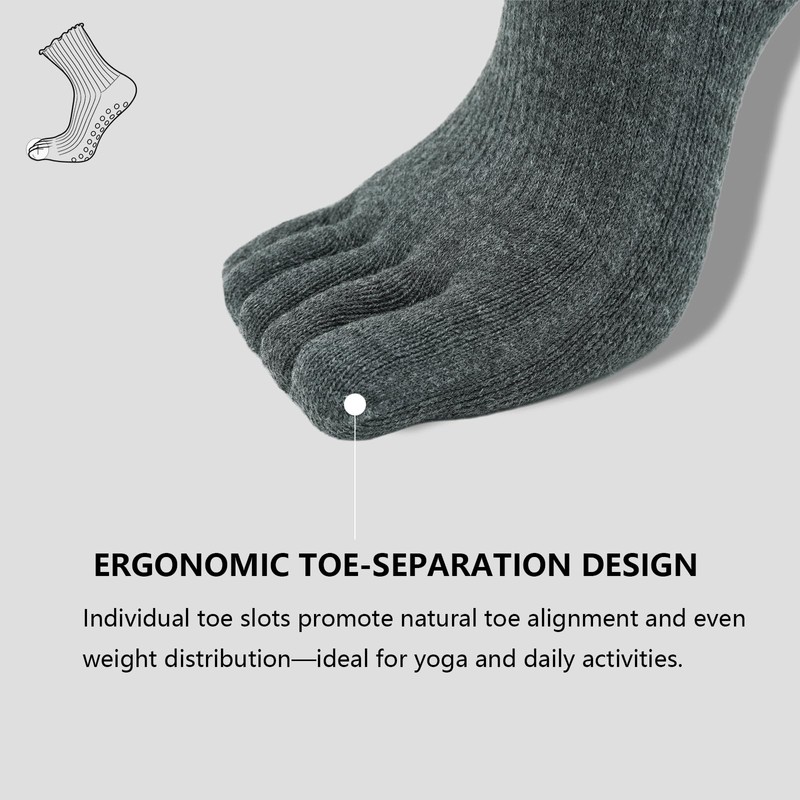 Non-Slip Toe Yoga Socks for Women - 2 Pairs Grippy
