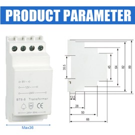 Doorbell Transformer Doorbell Transformer 8V-12V-24V Fits Standard for 35 mm DIN Rail, Bell Transformer for Doorbell & Doorbells