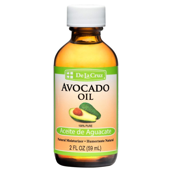De La Cruz Avocado Oil - Expeller Pressed Pure 100% Avocado Oil for Hair and Body - Lightweight Body Oil for Dry Skin 2 FL. OZ