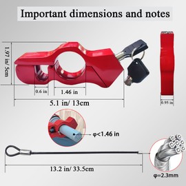 GROWORD 2PC Motorcycle Lock, Helmet Lock & Brake Lock Combo, Anti Theft Motorcycle Handlebar Lock for Motorcycle Moped Motorbike Scooters ATV Dirt Bike Street Bike Electric Motorcycle