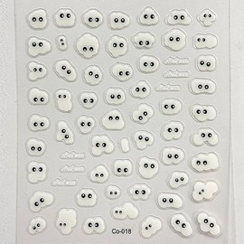 Cloud Face Nail Sticker 1 Sheet CO-018 Cloud Character Circle Self Gel Nail / 구름얼굴 네일 스티커 1장 CO-018 클라우드 캐릭터 동그라미 셀프젤네일