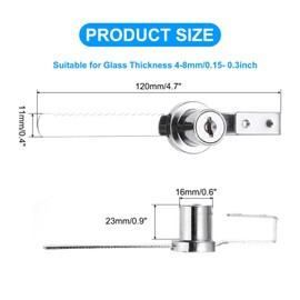 PATIKIL Sliding Glass Door Ratchet Lock 4.7x0.4inch, 1 Pack Keyed Alike Showcase Display Security Lock with 2 Keys & Screw for Showcase Display Case Cabinet Closet, Silver