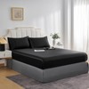 JHCHMX Satin Fitted Sheet Single,Deep Pocket Silkly Black Single Bed