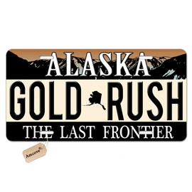 Amcove License Plate Alaska Gold Rush Decorative Car Front License Plate,Vanity Tag,Metal Car Plate,Aluminum Novelty License Plate for Men/Women Car,6 X 12 Inch