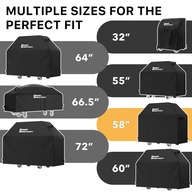 Simple Houseware 58 in. Heavy-Duty BBQ Gas Grill Cover, 600D