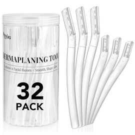 Paquete de 32 maquinillas de afeitar faciales para mujer – Dermaplane y juego de maquinilla de afeitar de cejas, 24 cuchillas largas + 8 cortas de pre