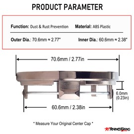RhinoTuning 4 PCS 70.6 mm Wheel Center Caps Compatible With 18" WK1 RW501 RW503 RX506 RK020 RK500 LM CH RK RT Series, OD: 2.78 in / 70.6 mm ID: 2.39 in / 60.6 mm Bronze Hub Caps Wheel Trims