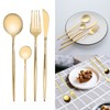 24Pcs Gold Silverware Set Knife Fork Spoon Rustproof Stainless Steel