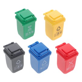 CIYODO Miniature Trash Can Models Dollhouse Accessories 5pcs Boys and Girls Sorting Garbage Can Plastic Material Life-Like Decorative for Mini House