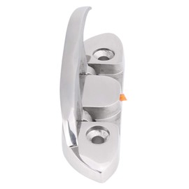 Boat Flip Up Cleat, 12 * 4cm / 4.7 * 1.6in 4-1/2" 316 Stainless Steel Material Marine Boat Flip Up Folding Cleat Dock Cleats with Bolts and Nuts