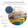 LumiSyne Knitted Blanket with Tassel Plain Bubble Pattern Cuddly Blanket
