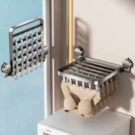 Suction Cup Clothes Drying Rack with Clips – Foldable Hanger for Socks, Underwear, and Small Items