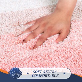 Walensee Bath Rug for Bathroom Non Slip Bathroom Mat (20 x 32, Ombre Pink) Water Absorbent Soft Microfiber Shaggy Bathroom Rug Machine Washable Bath Mat for Bathroom Thick Plush Shower Mat