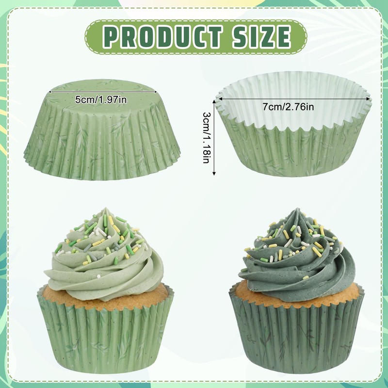 Glavatrix Sage Green Cupcake Liners 200Ct Baking Cups Wedding Party