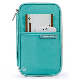 ManKn Family Passport Holder Travel Wallet, Waterproof RFID Document Organizer Case with Hand Strap Zip Closure for Men Women, Ticket Credit ID Card Cash Pouch Money Bag