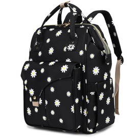 Mimfutu Flowers Laptop Backpack College School Backpack Bookbags Nurse Backpacks Travel Bags Casual Daypacks for Women Girls Fits 15.6 Inch Notebook (Black)