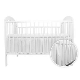 Cot Valance Sheet 100% Cotton Baby Nursery Bedding Frilled Skirt with 4 Sides 33 cm Long Drop to fit Cot Mattress 140x70 cm Elastic Cot Bed Dust Cover (Plain White)