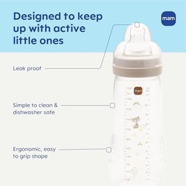 MAM Easy Active Biberón para bebé, cambia entre el pecho y para limpiar, más de 4 meses, niño, (paquete de 2)