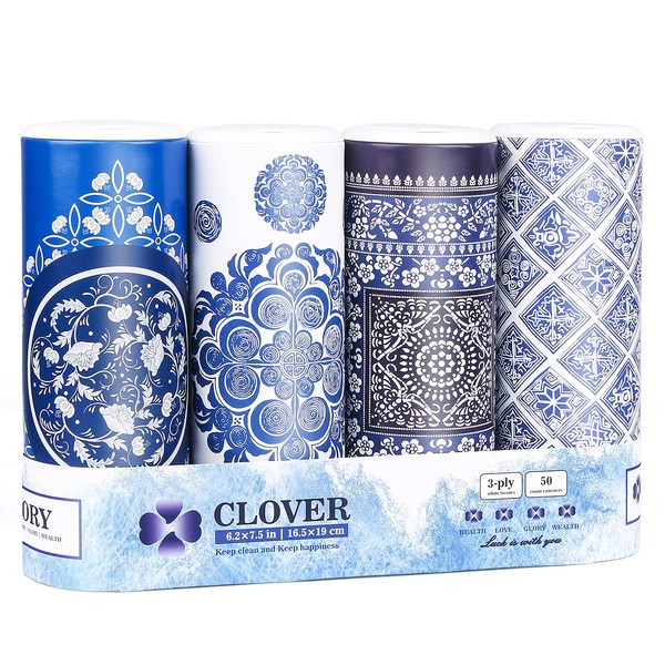 Car Round Canned Tissue Box Cup Holder Facial Tissues,Cylinder Tube Face Towel,4 Canister 3-Ply Car Napkins for Travel Tissue Bulk Fit Car、Home、Office、School by CLOVER