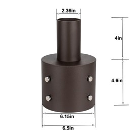 6 inch Slipfitter Pole Adapter Outdoor Flood Light Pole Lighting Bracket Round Pole Reducer to 2-3/8″ Tenon