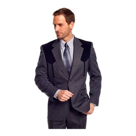 Circle S Men's Boise Western Suit Coat Short, Reg, Tall HTHR Charcoal 40 TAL