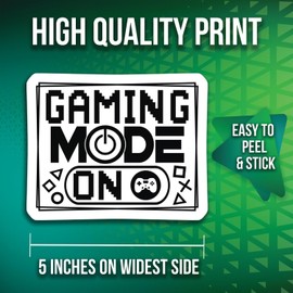 2-Pack Gaming Mode On Stickers - Gamer Decal - Video Game Controller Sticker - 5-Inch - PLDFS08473