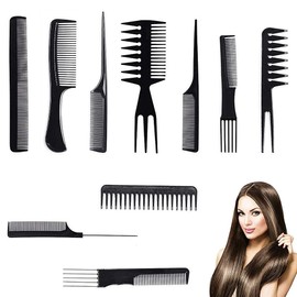 JUDEE Hair Comb Set Hairdresser 10 Pcs Hair Comb Professional Styling Combs Set for Hair Stylers Barbers Salon Family for Men and Women, Set of 1