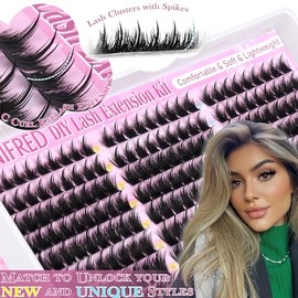Winifred Manga Lash Clusters Kit Eyelash Clusters with Spikes Wispy Cluster Eyelash Extension Kit Fairy Lashes Clusters 10-18mm Anime Individual Lashes Kit Lash Bond and Seal Tweezers (243pcs)